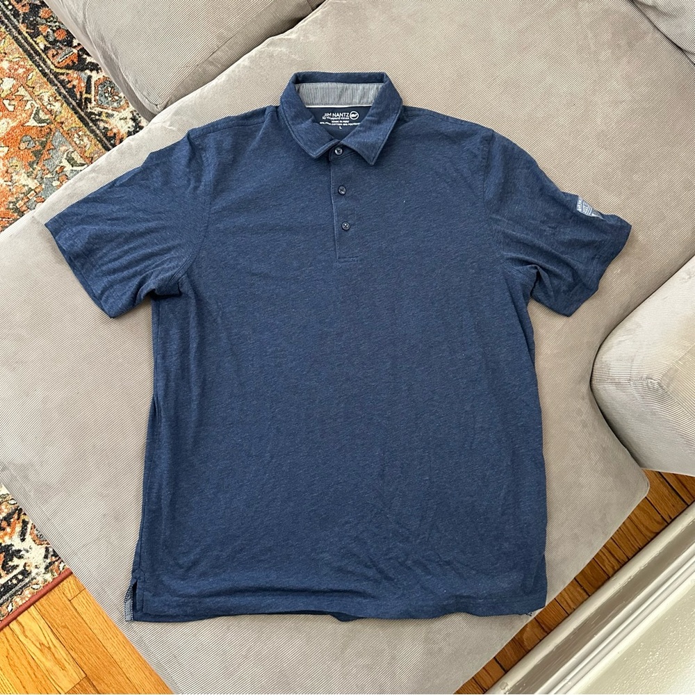 Jim Nantz Vineyard Vines Polo Shirt Men’s L Navy Blue Sleeve Golf Club Logo